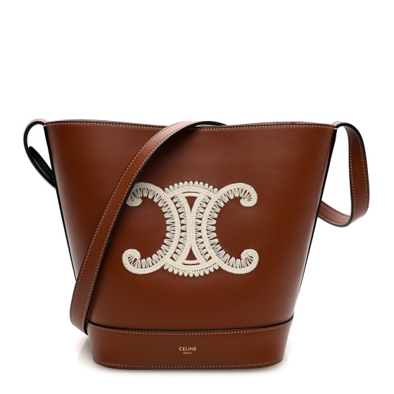 ショルダーバッグ・ポシェット Celine Small Bucket Cuir Triomphe In Smooth Leather CELINE Smooth Calfskin Small Cuir Triomphe Bucket Bag Tan