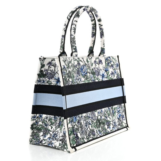 CHRISTIAN DIOR Canvas Embroidered Medium Flowers Book Tote