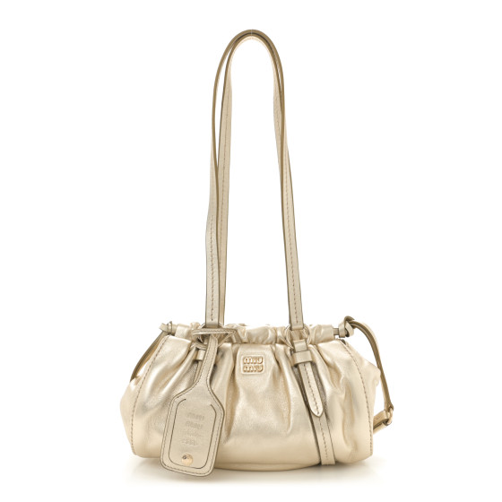 MIU MIU Metallic Nappa Mini Joie Shoulder Bag Pirite 1664188