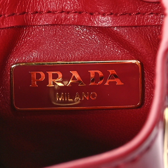 PRADA Vernice Metal Triangle Logo Mini Drawcord Pouch
