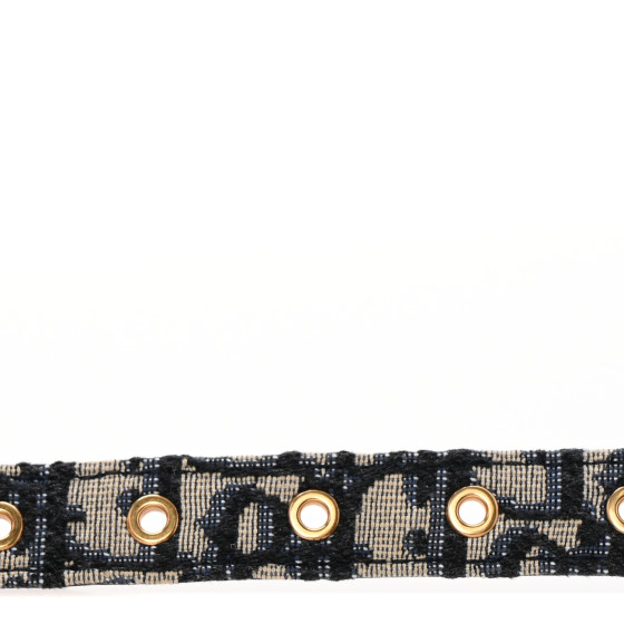 CHRISTIAN DIOR Jacquard Oblique 20mm Saddle Belt 85 34 Blue