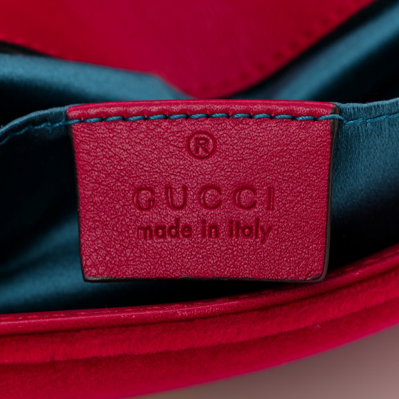 GUCCI Velvet Matelasse Mini GG Marmont Shoulder Bag Hibiscus