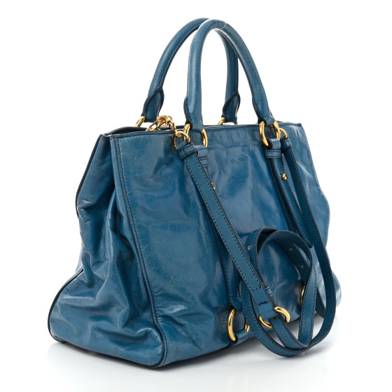 シーサイドエンジェル MIU　LD MIU MIU Vitello Shine Double Zip Tote Oceano 1662815