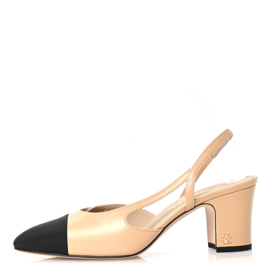 Chanel Women's Cap Toe Slingback Pumps Crocodile Embossed