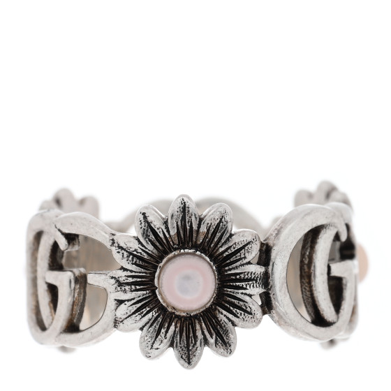 GUCCI Sterling Silver Mother of Pearl Double G Marmont