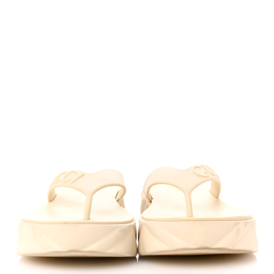 GUCCI Rubber Chevron Logo Embossed Womens Thong Platform