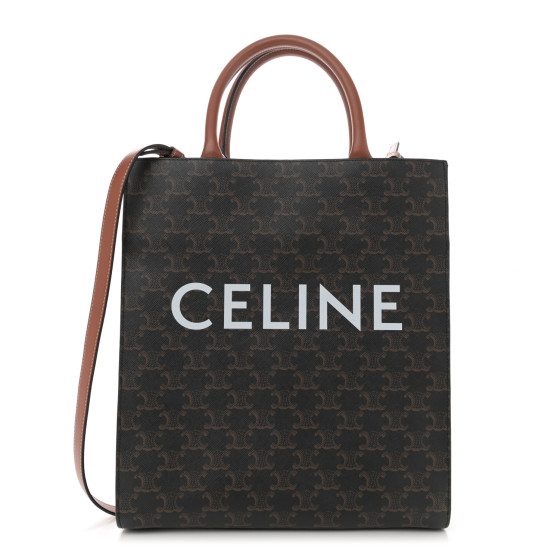 【CELINE】Celine Small Vertical Cabas Tote【ランク:Ａ】 Mini Vertical Cabas IN Triomphe Canvas with Celine print