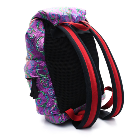 GUCCI Brocade Web Small Double Buckle Backpack Multicolor