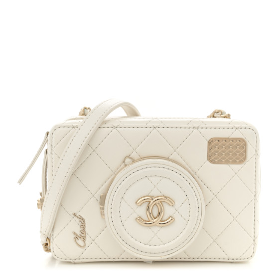 CHANEL Lambskin Quilted Coco Click Bag White 1667854