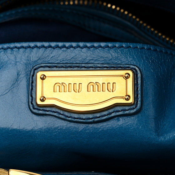 MIU MIU Vitello Shine Double Zip Tote Oceano 1662815