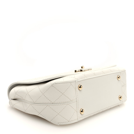 CHANEL コサージュ ホワイト ファブリック CHANEL Calfskin Stitched Medium Covered CC Flap Bag White