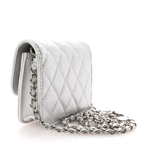 CHANEL Metallic Goatskin Quilted Crystal CC Walk Of Fame