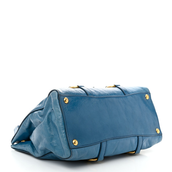 MIU MIU Vitello Shine Double Zip Tote Oceano 1662815