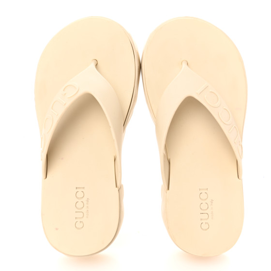 GUCCI Rubber Chevron Logo Embossed Womens Thong Platform