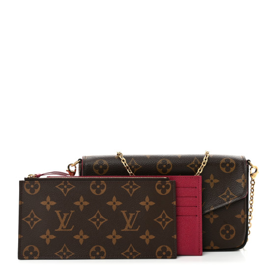 【高額売筋】 LOUIS VUITTON Monogram Pochette Felicie Chain Wallet Fuchsia 小物
