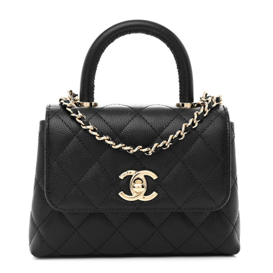 ショルダーバッグ・ポシェット × ヴィンテージ(中古) Chanel Caviar Coco Handle 28 CHANEL Caviar Quilted Coco Handle Clutch With Chain Black