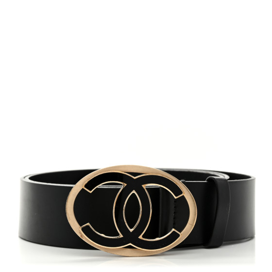CHANEL ブラック レザー ベルト 105 CHANEL Calfskin CC Logo Belt 105 42 Black 1666110 | FASHIONPHILE