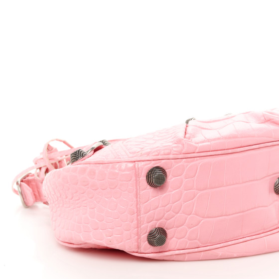 *BALENCIAGA*Le Cagol Tote Bag Sweet Pink BALENCIAGA Extra Supple Calfskin Crocodile Embossed Small Le
