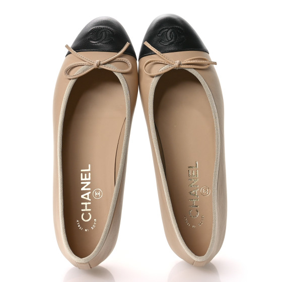 CHANEL シャネル バレリーナ ラムスキン 38.5 バレリーナ - ラムスキン & パテント カーフスキン、ブラック