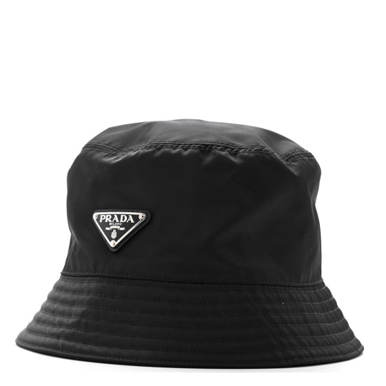 PRADA Re-Nylon Metal Triangle Logo Womens Bucket Hat XL