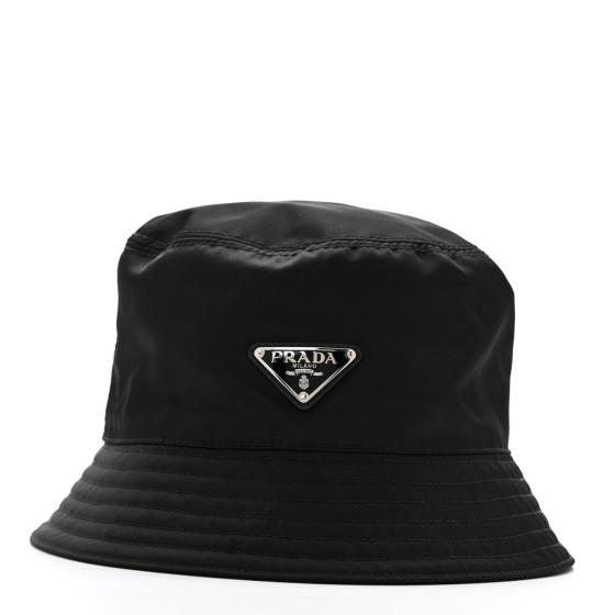 PRADA Re-Nylon Metal Triangle Logo Womens Bucket Hat XL