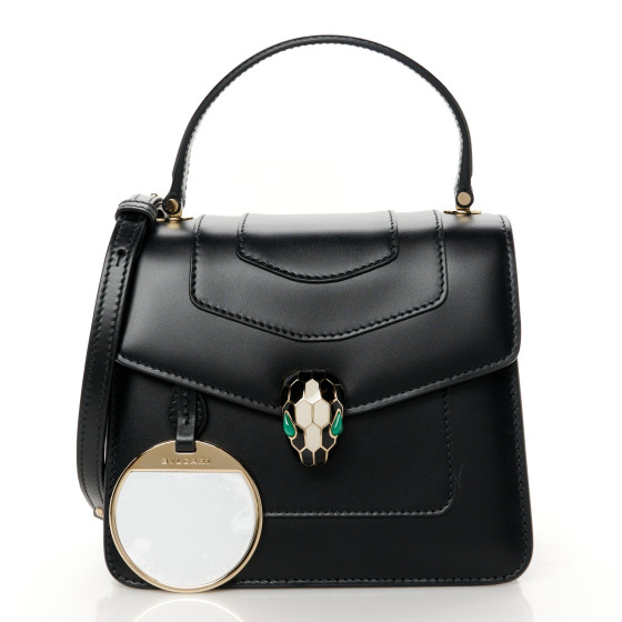 BULGARI Calfskin Serpenti Forever Top Handle Black 1662859