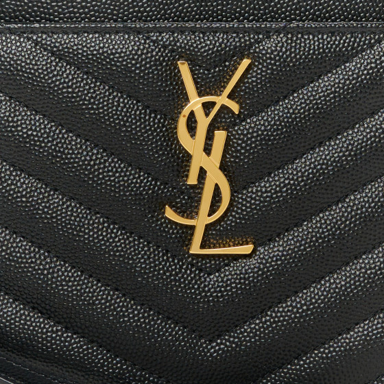 SAINT LAURENT Grain De Poudre Chevron Monogram Large Bill