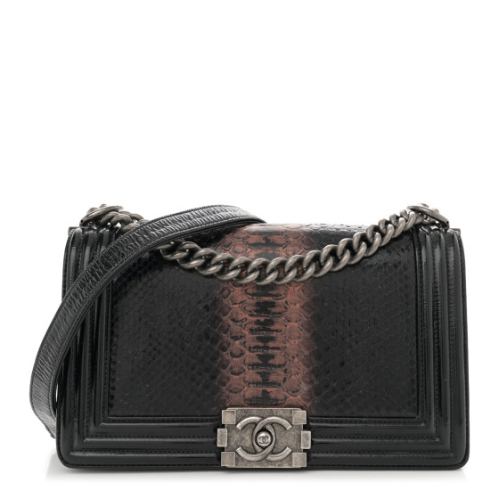 CHANEL バッグ CHANEL Patent Snakeskin Medium Boy Flap Black 1663589