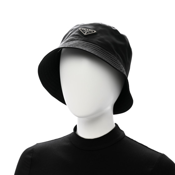 PRADA Re-Nylon Metal Triangle Logo Womens Bucket Hat XL