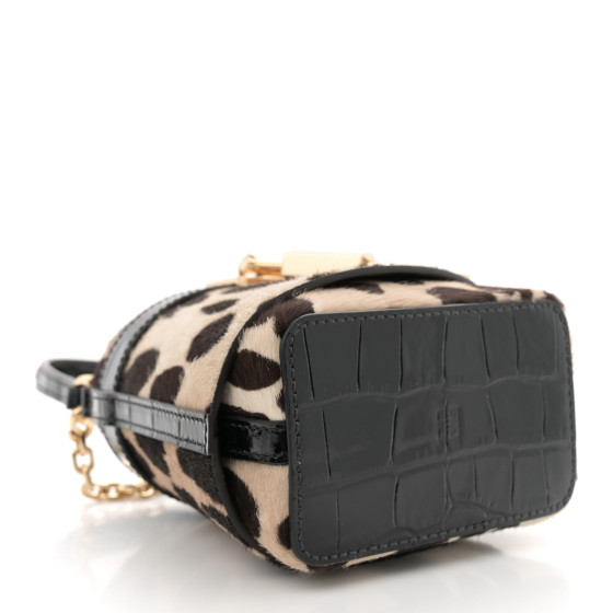 GIVENCHY Pony Calfskin Micro Leopard Print Shark Lock Bucket