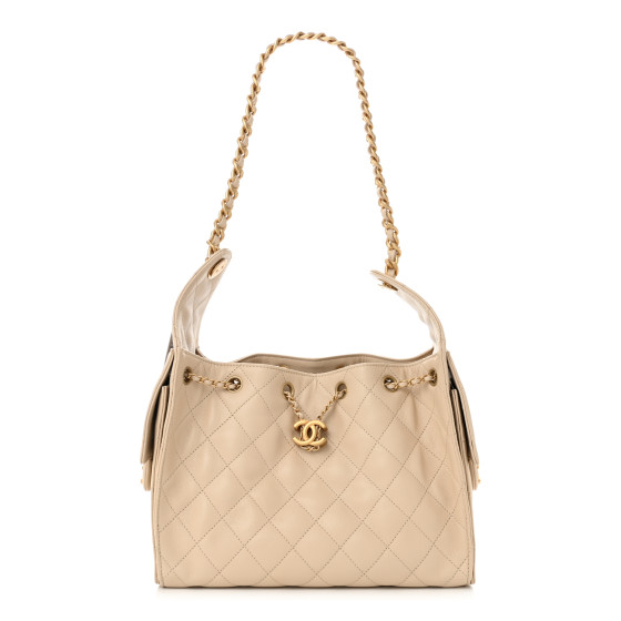 CHANEL Caviar Quilted Small Chanel 25 Handbag Beige 1669553