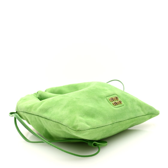 MIU MIU Suede Drawstring Pouch Apple Green 1661272