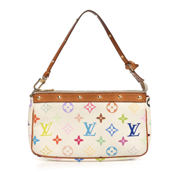 LOUIS VUITTON Monogram Multicolor Pochette Accessories White
