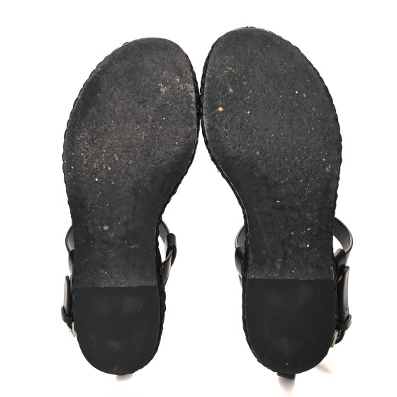 vintage サンローラン サンダル　37 SAINT LAURENT Calfskin Raffia Cassandra Monogram Sandals 37
