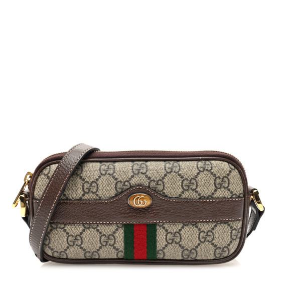 GUCCI GG Supreme Monogram Web Mini Ophidia GG Bag Brown GUCCI GG Supreme Monogram Web Mini Ophidia GG Bag Brown
