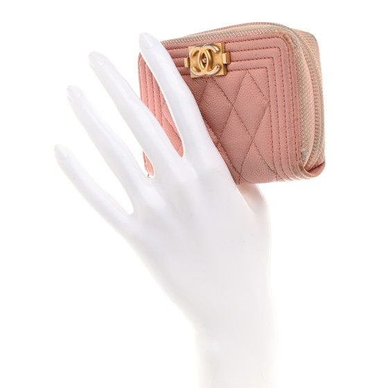 ◆送料込【CHANEL】シャネル Boy Zip Around 財布 Coin Purse Chanel Boy Zip Around Coin Purse Wallet Quilted Caviar Gold