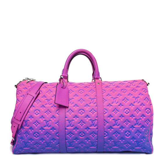 LOUIS VUITTON Taurillon Illusion Keepall Bandouliere 50 Bleu