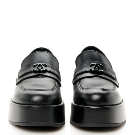 その他 Chanel CHANEL Calfskin CC Platform Loafers 36.5 Black 1653180