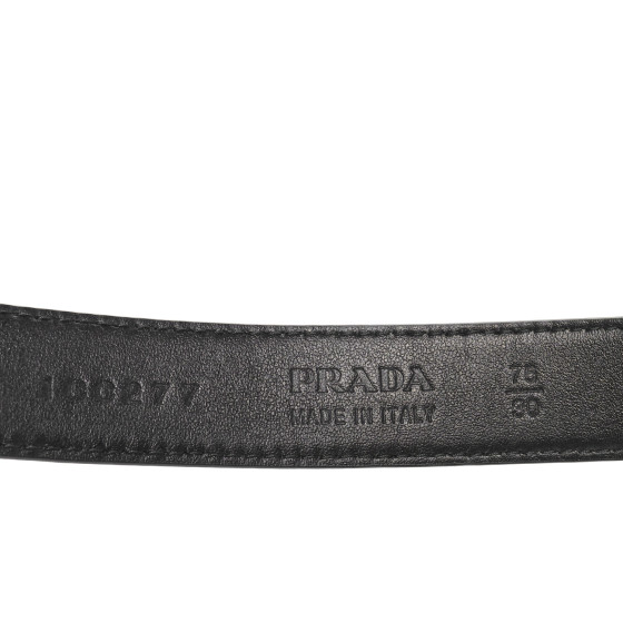 PRADA Calfskin Logo Belt 75 30 Black 1651141 | FASHIONPHILE