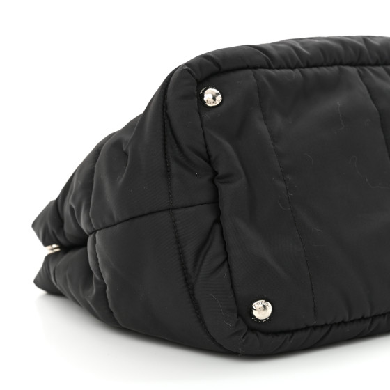 Prada Black Tessuto Nylon Bomber Shopping Tote Bag 1BG056