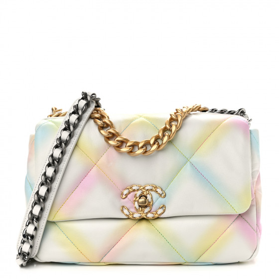 CHANEL バッグ Chanel Gold Multicolor Leather and Cotton Paris-New York