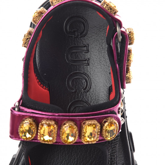 GUCCI Nappa Mesh Crystal Embellished Studded Womens Aguru