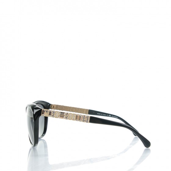 Good Condition CHANEL Sunglasses 5309-B-A Black Rhinestone