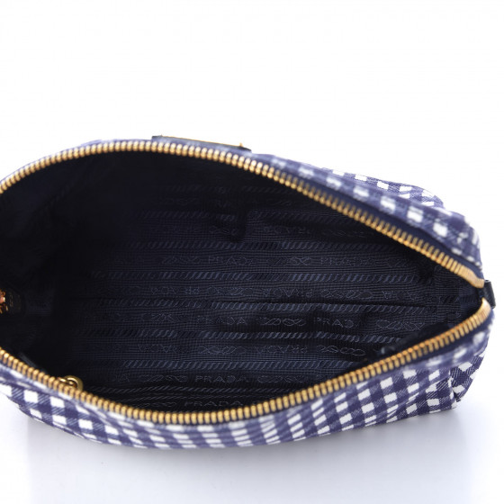 PRADA Canapa St Vichy Gingham Cosmetic Pouch Baltico 763291