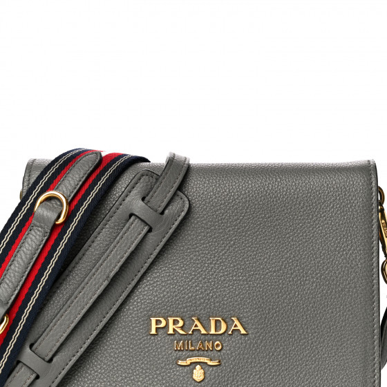 PRADA Vitello Daino Crossbody Flap Marmo 873078 | FASHIONPHILE