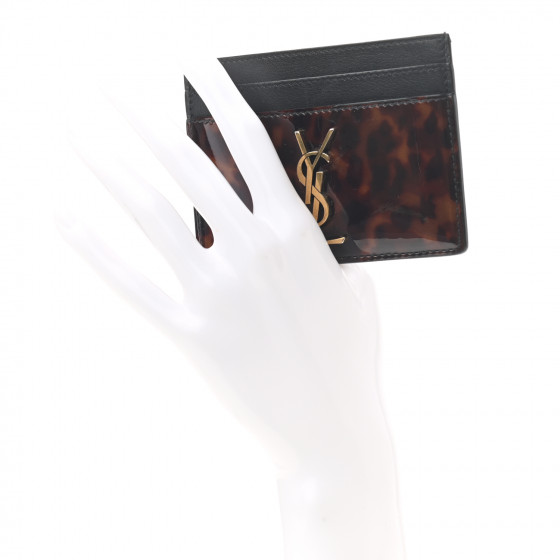 小物 SAINT LAURENT business card case Business card holder with flap in smooth leather | Saint