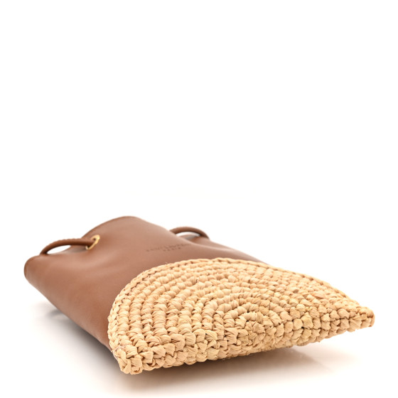 【関税&送料込】Saint Laurent Raffia And Leather Cassandre S SAINT LAURENT Cassandre leather-trimmed embellished raffia