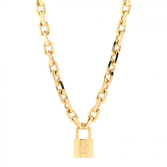 LOUIS VUITTON LV Edge Necklace Cadenas Gold 975677 | FASHIONPHILE