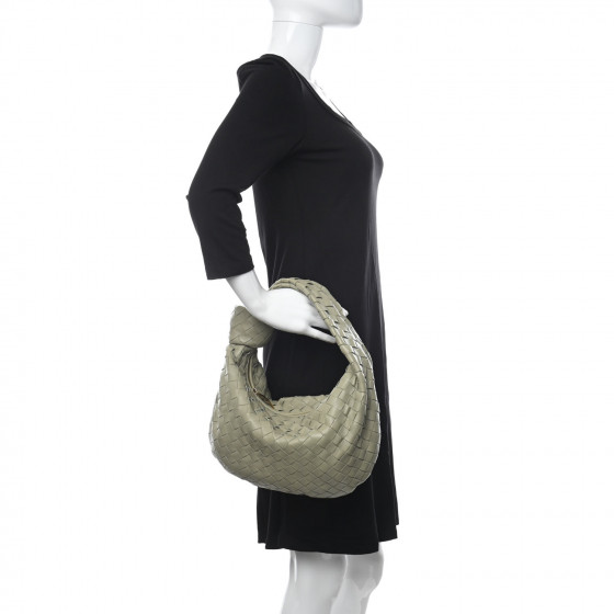 BOTTEGA VENETA Nappa Intrecciato Teen Jodie Hobo Travertine