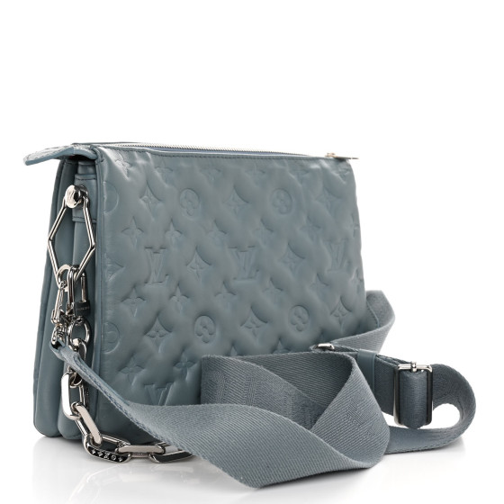 残少! Louis Vuitton ルイヴィトン COUSSIN PM BLEU GLACIER Louis Vuitton Blue Glacier Monogram Embossed Lambskin